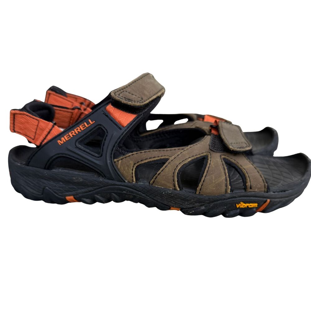 Merrell Men’s Performance Sandals Vibram Sole Hiking Sport Brown Orange Size 9 - Picture 3 of 8